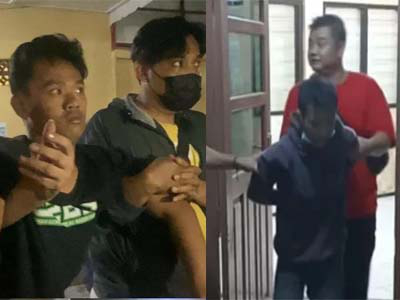 Imam dan Rosidi, dua tersangka Curanmor saat digelandang petugas ke Polsek Simokerto.