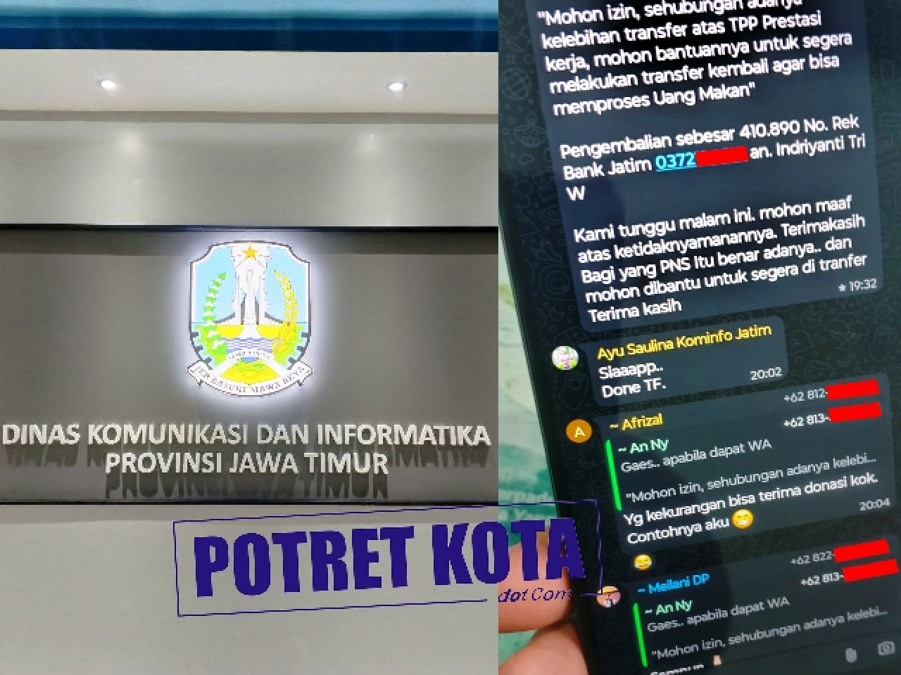 Percakapan Chatingan grup whatsapp Kominfo Pemprov Jatim.