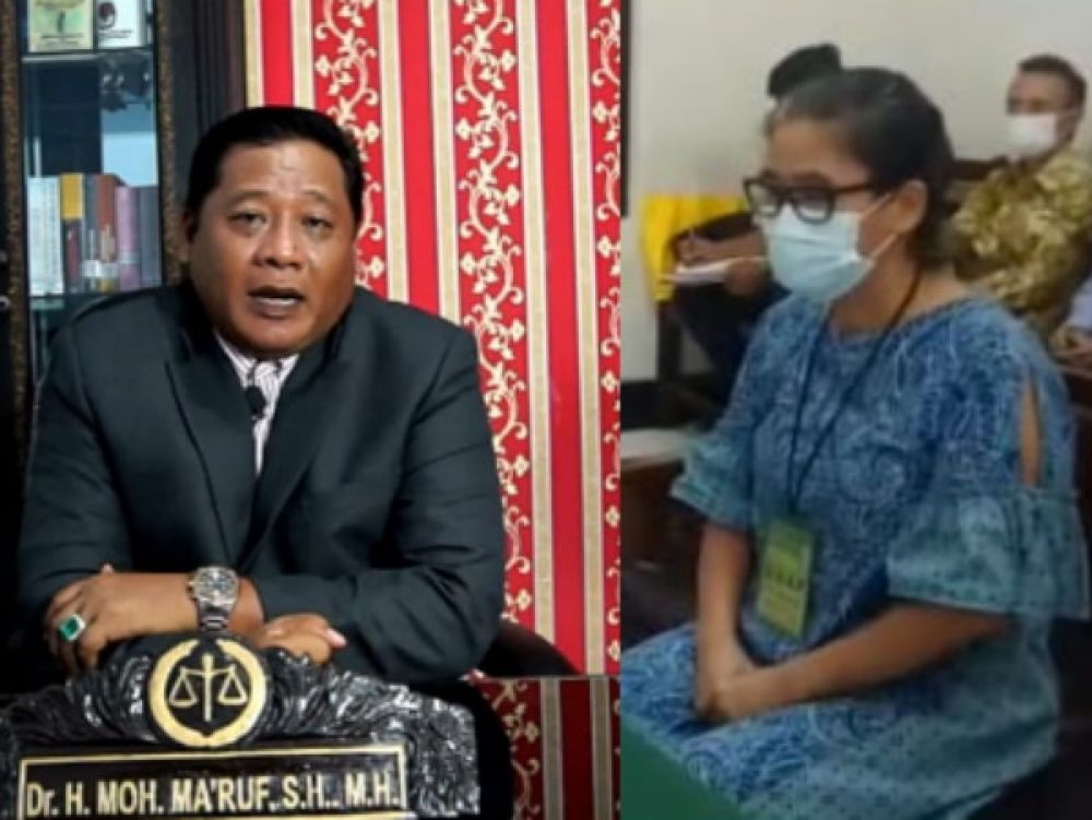 Dr. H. Moh. Ma'aruf. S.H., M.H. (kiri), Kuasa Hukum Hardi Kartoyo dan istrinya, Itawati Sidharta, dan Feni Talim (kanan), istri Edhy Susanto terdakwa kasus pemalsuan surat kuasa jual beli 3 bidang tanah di kawasan Rangkah, Surabaya.