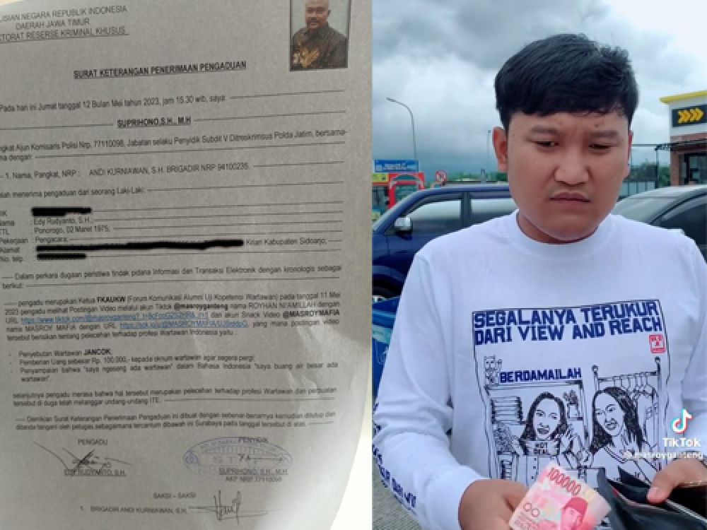 Royhan Niamillah dan bukti pengaduan ke polisi