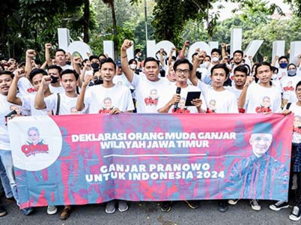 Orang Muda Ganjar (OMG) Jatim deklarasi di Taman Bungkul.