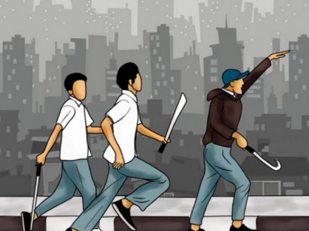 Foto ilustrasi tawuran pelajar.