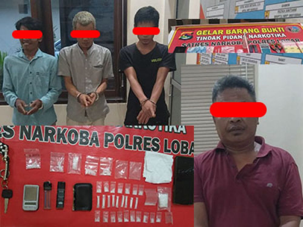 3 tersangka kiri atas kelompok Pelangan, 1 tersangka kanan bawah kelompok Taman Baru.