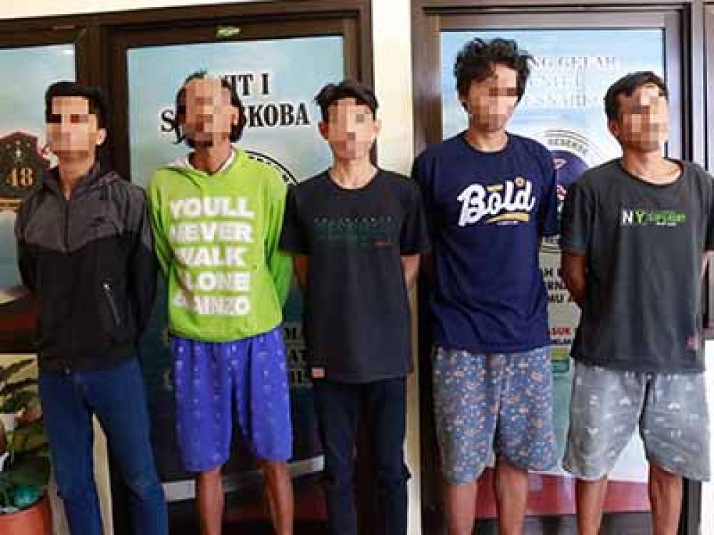 Kelima tersangka penyalahgunaan Narkoba di wilayah hukum Polres Jombang.
