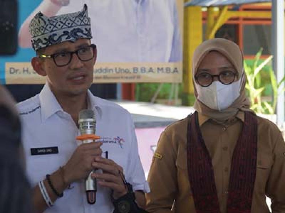 Menparekraf Sandiaga Uno saat memberikan sambutan.