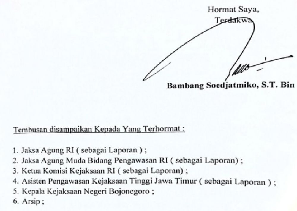 surat pengaduan tanda tangan Bambang Soedjatmiko