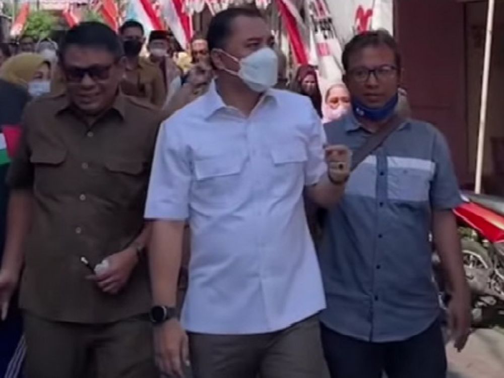 Wali Kota Surabaya Eri Cahyadi kunjungi eks lokalisasi Dolly, Surabaya.