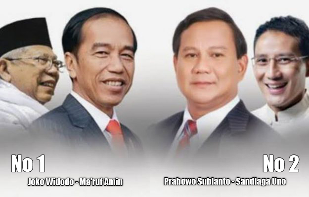 Jokowi-Ma'ruf No Urut 1, Prabowo-Sandi No Urut 2