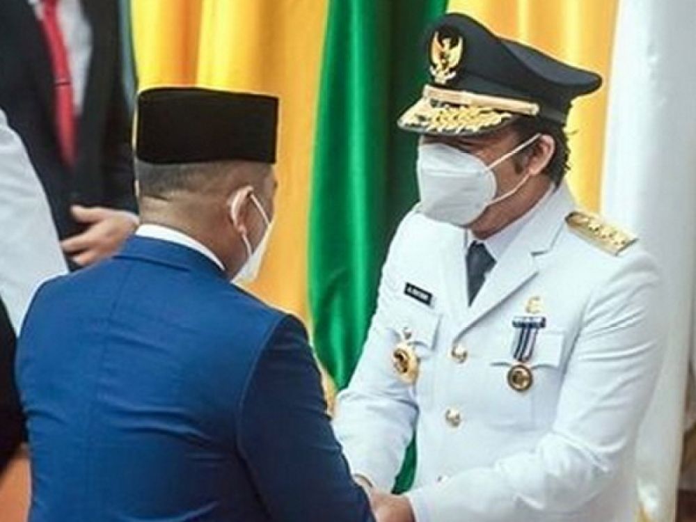 Pj Gubernur Banten Al Muktabar seusai pelantikan.