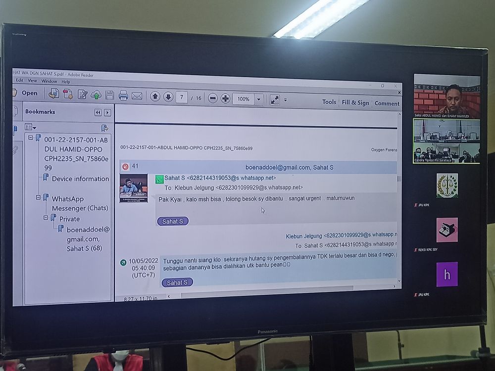 Salah satu bukti percakapan suap Hamid dan Sahat